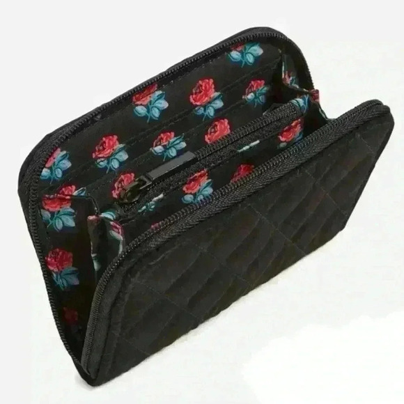 Vera Bradley RFID Small Zip-Around Wallet in Microfiber in Classic Black NWT - Picture 3 of 4